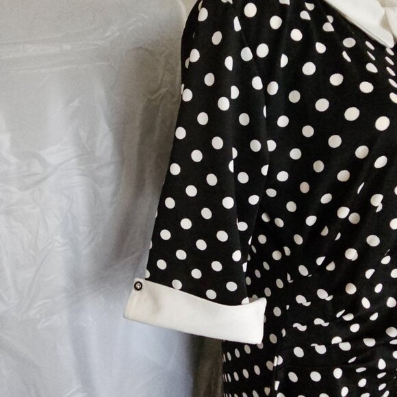 Oxiuly Retro Polka Dot Sheath Dress – Black & White – Peter Pan Collar – Size L - Picture 10 of 11